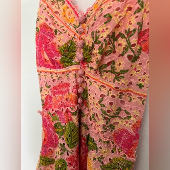 Farm Rio Blooming Floral Embroidered Handkerchief Midi Dress size small - Picture 9 of 14